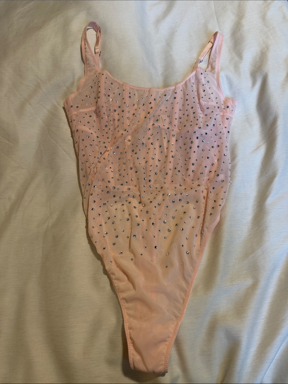 Victoria's Secret Pink Rhinestone Mesh One-Piece Bodysuit